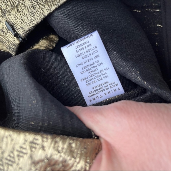 Trina Turk Gold Metallic Straight Leg Pants Weave Size 4 - Picture 11 of 12